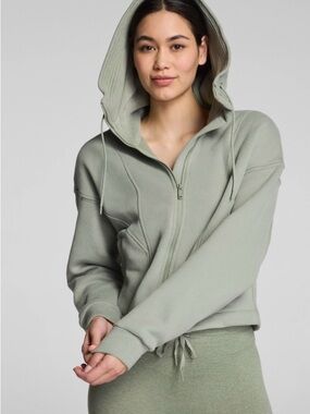 NWOT SPANX Sage Green Full-Zip Hooded Sweatshirt